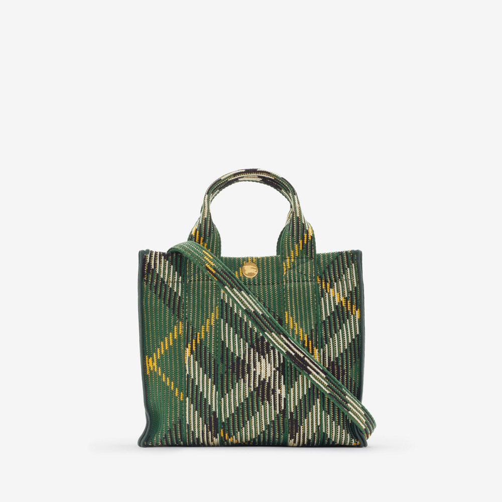 Burberry Mini Check Knitted Tote in Ivy 80957851 - Photo-3