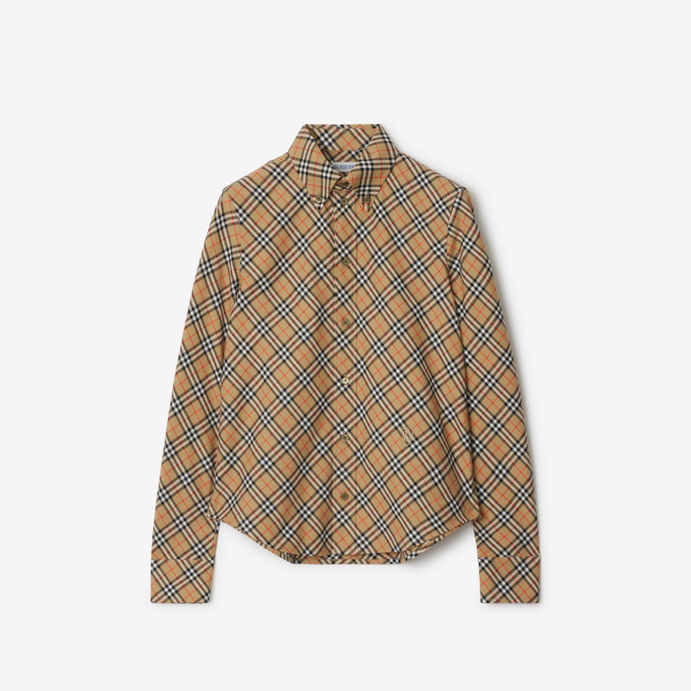 Burberry Check Cotton Shirt in Sand 80982521