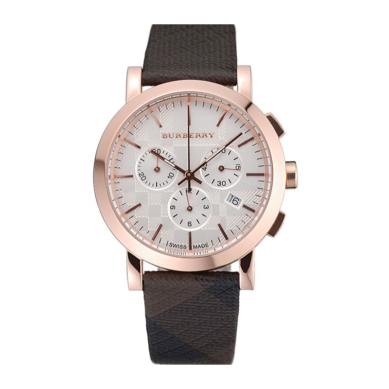 Burberry The City Classic Chronograph Silver Dial Smoked Trench Bracelet BB5807