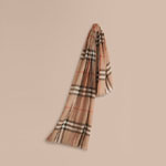 Burberry Lightweight Check Wool and Silk Scarf Camel 37432321