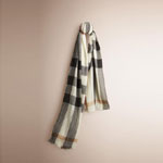 Burberry Check Cashmere Crinkled Scarf Ivory 38783281