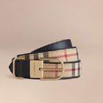 Burberry Horseferry Check and Leather Belt Honey black 39353681