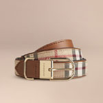 Burberry Horseferry Check and Leather Belt Honey tan 39431061
