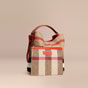 Burberry Medium Ashby in Canvas Check and Leather Cadmium Red 39457281 - thumb-2