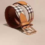 Burberry Horseferry Check and Leather Belt Tan 39763551