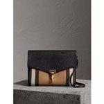 Burberry Small Leather and House Check Crossbody Bag in Black 39808251