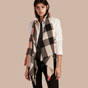 Burberry Lightweight Cashmere Scarf in Check in Stone 39929871 - thumb-3