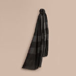 Burberry Lightweight Cashmere Scarf in Check Charcoal 39929881