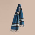 Burberry Classic Cashmere Scarf in Check Marine Blue 39942091