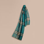 Burberry Lightweight Check Wool and Silk Scarf Dark Aqua 39960411