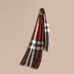 Burberry Lightweight Check Wool Cashmere Scarf Claret 40003251