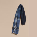 Burberry Ombre Check Lightweight Wool Silk Scarf Cadet Blue 40196151