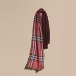 Burberry Ombre Check Lightweight Wool Silk Scarf Blush Pink 40196171