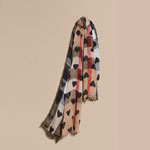 Burberry Heart and Check Modal and Cashmere Scarf Camel black 40232211
