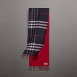 Burberry Reversible Check Cashmere and Block-colour Scarf in Navy 40311601