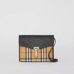 Burberry Mini Leather and Vintage Check Crossbody Bag in Black 40799651