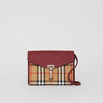 Burberry Mini Leather and Vintage Check Crossbody Bag in Crimson 40799671