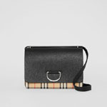 Burberry The Medium Vintage Check and Leather D-ring Bag in Black 80105421