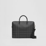 Burberry Large London Check and Leather Briefcase in Charcoal 80139861