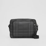 Burberry London Check and Leather Messenger Bag in Dark Charcoal 80139871