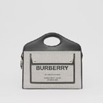 Burberry Medium Two tone Canvas and Leather Pocket Tote in Black 80367851