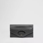 Burberry Small Topstitched Leather Pocket Clutch in Black 80412511