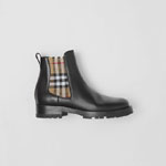 Burberry Vintage Check Detail Leather Chelsea Boots 80423631
