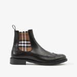 Burberry Vintage Check Detail Leather Chelsea Boots 80527601