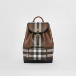 Burberry Check and Leather Backpack in Dark Birch Brown 80585981