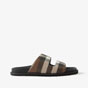 Burberry Cut-out Detail Check Cotton Canvas Slides 80648091 - thumb-2