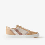 Burberry Check Cotton and Leather Sneakers in Soft Fawn 80656381