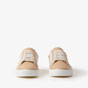 Burberry Check Cotton and Leather Sneakers in Soft Fawn 80656381 - thumb-2