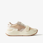 Burberry Leather Nylon and Check Sneakers in Soft Fawn 80657351