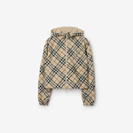 Burberry Cropped Reversible Check Jacket in Ecru 80990291