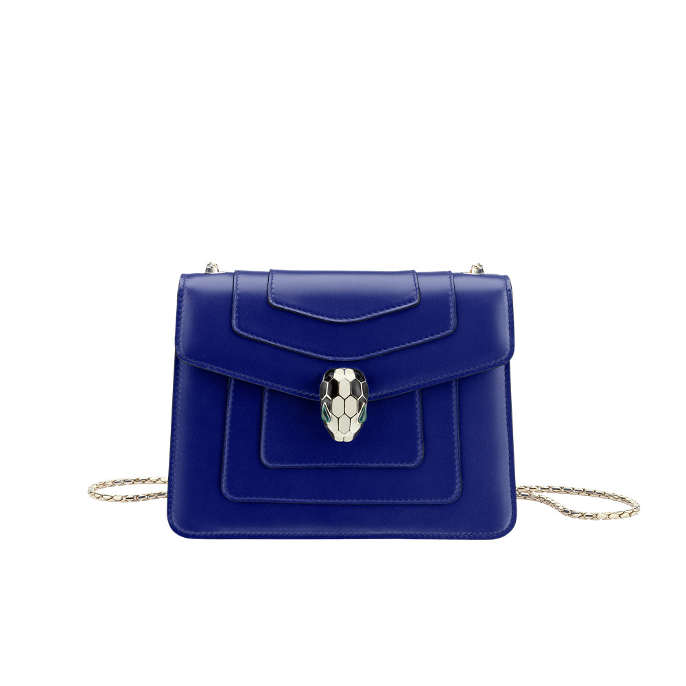 Bvlgari Flap cover bag Serpenti Forever in royal sapphire calf leather 281225