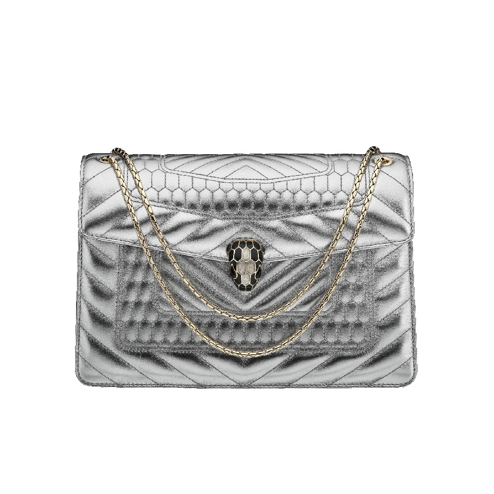 Bvlgari Serpenti Forever featuring a Quilted Scaglie motif in silver calf 282188