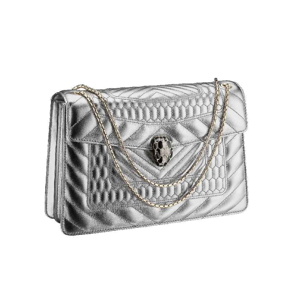 Bvlgari Serpenti Forever featuring a Quilted Scaglie motif in silver calf 282188 - Photo-2