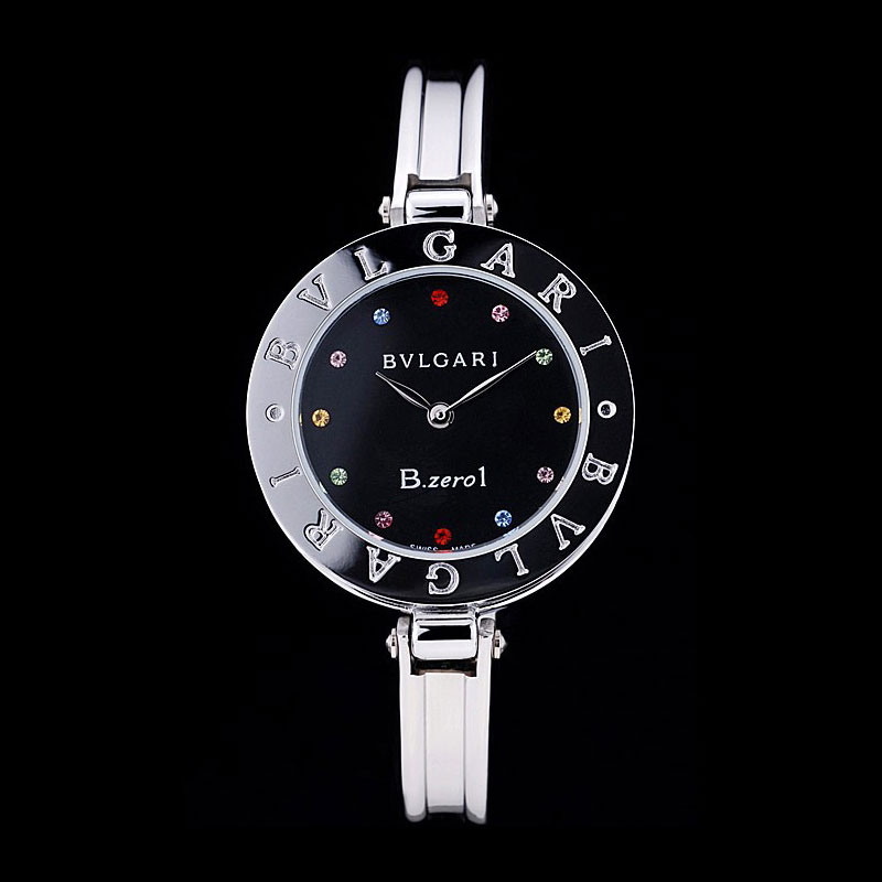 Bvlgari B-ZERO1 30mm Black Dial With Jewels Steel Case Black Bezel Steel Bracelet BV5812