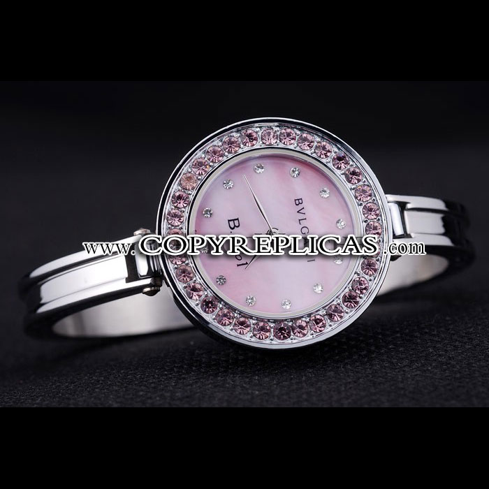 Bvlgari B-ZERO1 30mm Pink Dial Stainless Steel Case With Pink Crystals Steel Bracelet BV5815 - Photo-2