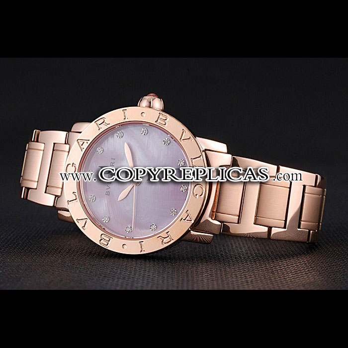 Bvlgari Solotempo Plum Dial With Diamonds Rose Gold Case And Bracelet BV5816 - Photo-2