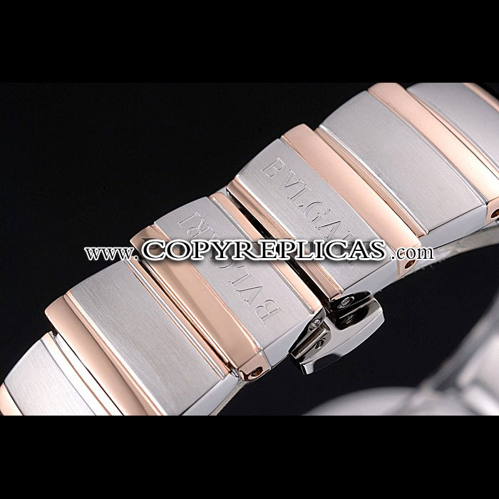 Bvlgari Lvcea White Dial Rose Gold Numerals Stainless Steel Case Two Tone Bracelet BV5817 - Photo-3