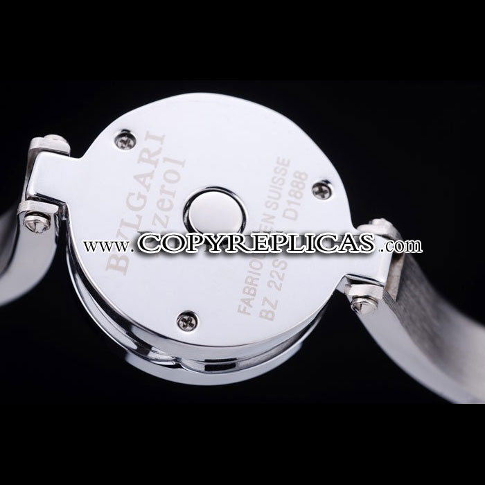 Bvlgari B-ZERO1 24mm White Heart Dial Steel Case Black Bezel Steel Bracelet BV5824 - Photo-4