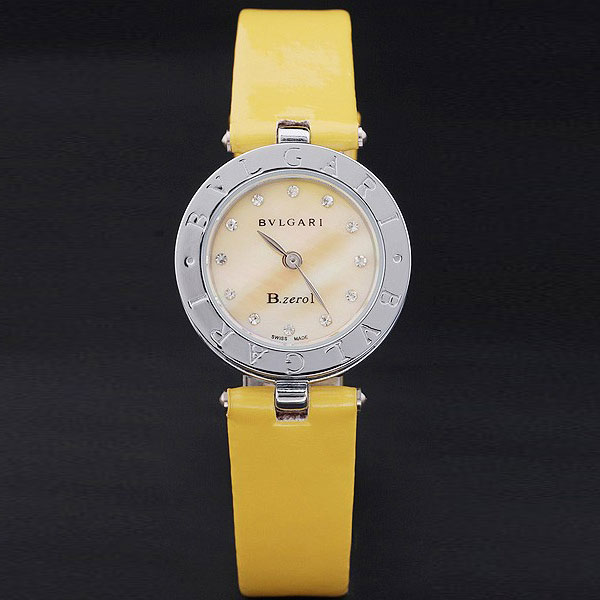 Bvlgari B-ZERO1 25mm Yellow Dial Stainless Steel Case And Bezel Yellow Leather Bracelet BV5832