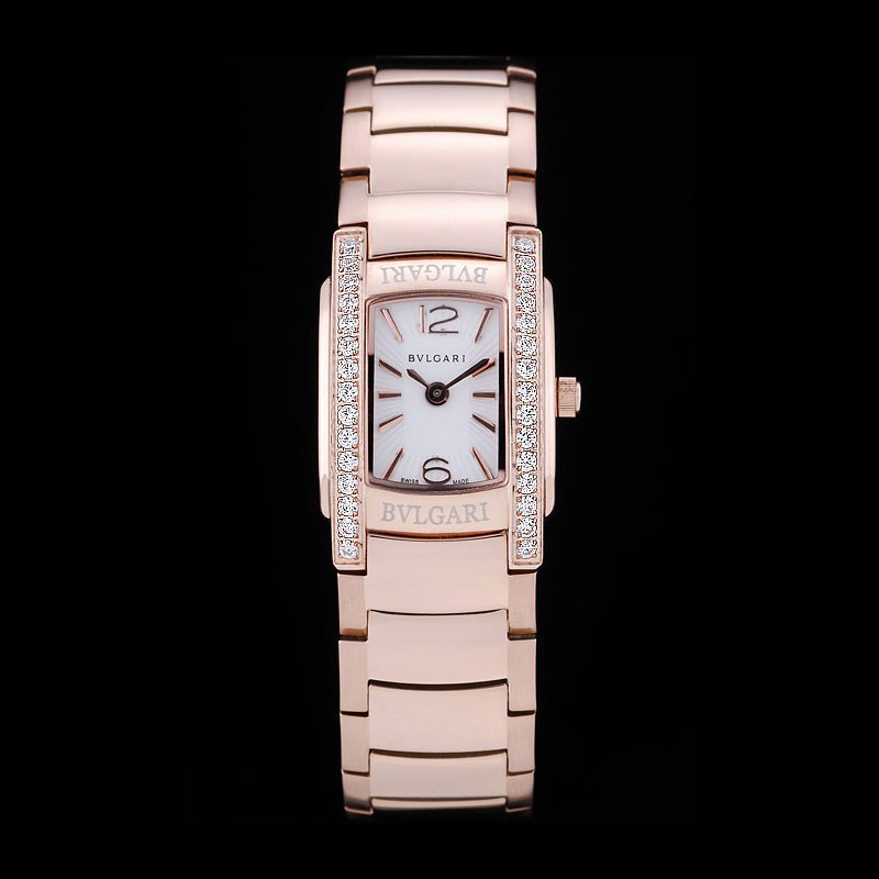 Bvlgari Assioma D20mm White Dial Rose Gold Case With Diamonds Rose Gold Bracelet BV5834