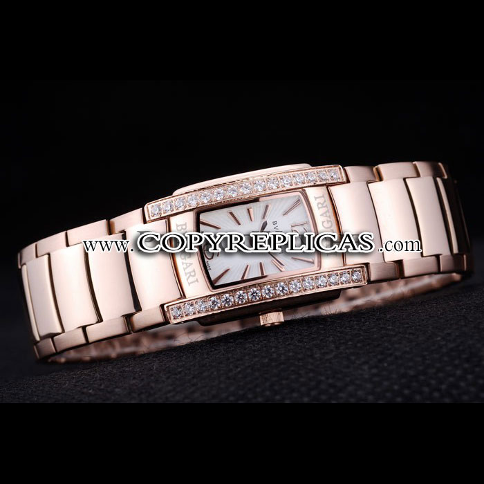Bvlgari Assioma D20mm White Dial Rose Gold Case With Diamonds Rose Gold Bracelet BV5834 - Photo-2
