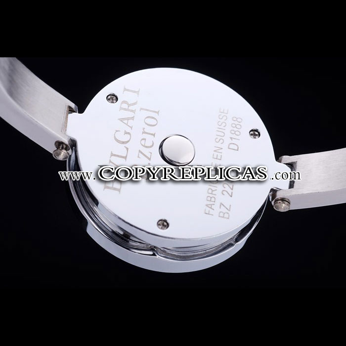 Bvlgari B-ZERO1 30mm White Diamond Heart Dial Steel Case Black Bezel Steel Bracelet BV5837 - Photo-4