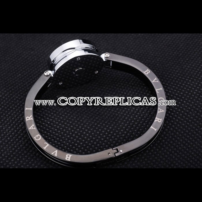 Bvlgari B-ZERO1 24mm White Dial Stainless Steel Case With Diamonds Black Steel Bracelet BV5838 - Photo-4