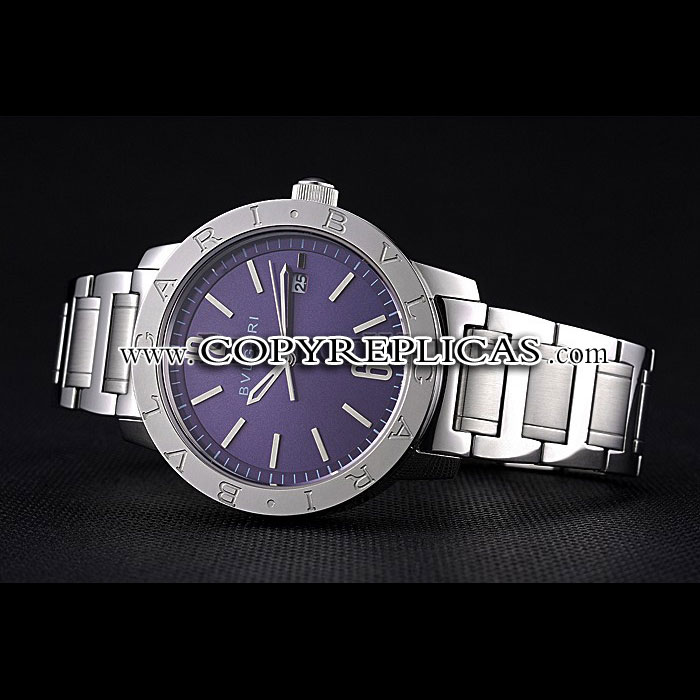 Bvlgari Solotempo Purple Dial Stainless Steel Case And Bracelet BV5841 - Photo-2