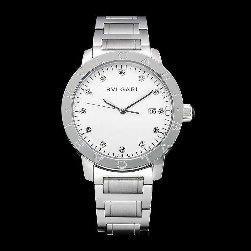 Bvlgari Solotempo White Dial With Diamonds Stainless Steel Case And Bracelet BV5842
