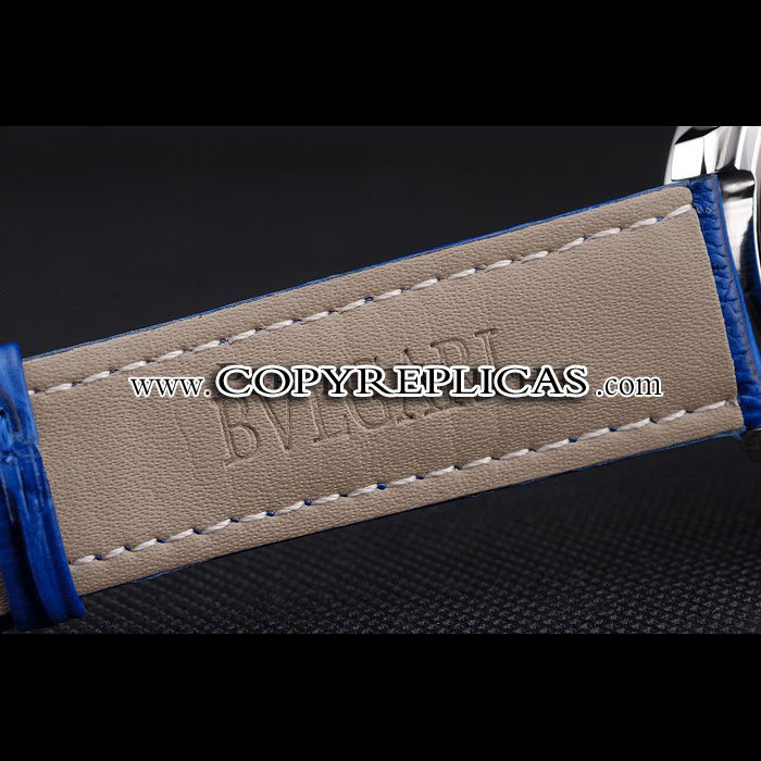 Bvlgari Novelties White Dial Silver Case Blue Leather Strap BV5843 - Photo-4